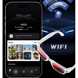 Gafas Inteligentes <span class=keywords><strong>con</strong></span> IA y Cámara W610, Micrófono, Video, Bluetooth, Traducción por IA, Grabación, Memoria de 4 GB, Gafas de Video Resistentes al Agua para Hombre - Product Image 4