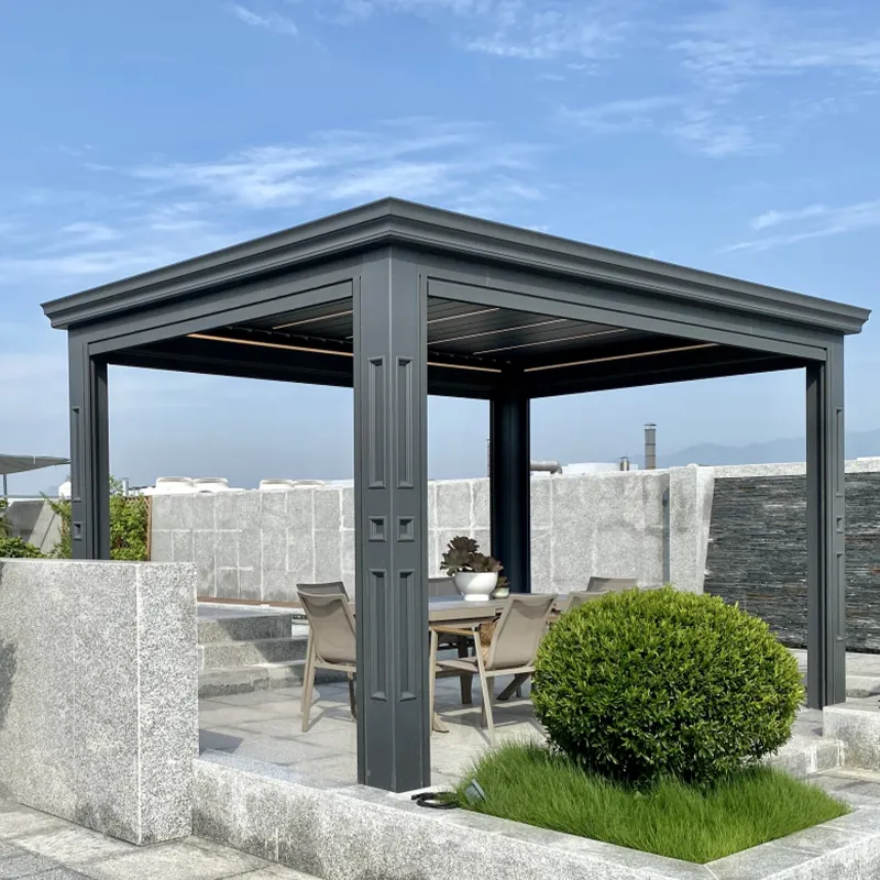 Lamellen dach Pergola Kits Morden motorisierte Jalousie Pergola Aluminium Outdoor bio klimatische Pergola wasserdichte Jalousie Dach