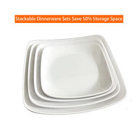 Assiettes de Table Carrées de Luxe Blanches en Mélaminé Incassable Personnalisées Écologiques pour Hôtels et Service de Restauration – Vente en Gros