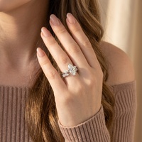 Anillos Apilables de Lujo Ligero para Mujer, Plata 925, Joyería Fina de Compromiso, Moissanita Completa de 3ct, Corte Marquesa 7*14mm, para Boda