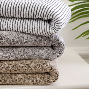 Ensemble de serviettes de bain pour homme Chuhui, gris rayé, en microfibre corail, séchage rapide, antibactérien, pour usage domestique - Product Image 2