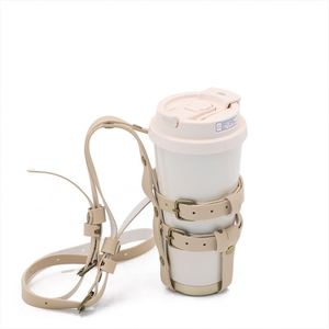 Portabotellas Ajustable de Cuero PU, Bolsa Bandolera para Tazas de Café, Funda para Viajes, Oficina y Aire Libre - Product Image 2