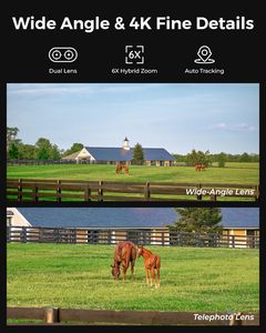 Cámara de Seguridad 4G LTE de Doble Lente 4K con Zoom Híbrido 6X, Seguimiento, Audio Bidireccional, Visión Nocturna IP65, CMOS de 8MP, Gran Angular, Nube - Product Image 5