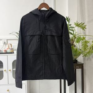 Men's Lightweight Hooded Jacket Solid Color Full Sleeve Zipper Closure Casual Spring Wear 100% Polyester Quick Dry Style - Product Image 4