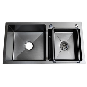Nuevo Fregadero de Cocina <span class=keywords><strong>KEMEN</strong></span> 2025 de Acero Inoxidable 304, Hecho a Mano, Doble Cubeta Rectangular, Moderno, con Acabado Cepillado, Dos Orificios, 5 Años de Garantía - Product Image 6