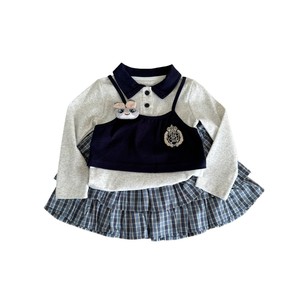 Tongxingyuan Girl's <b>Rabbit</b> Officer <b>Outfit</b> Spring Two-Piece Set With Plaid Skirt And Embroidered Top For Baby Girls - Product Image 5