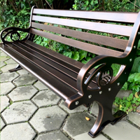Banc de parc en aluminium coulé résistant à la rouille, banc de jardin en métal commercial pour l'extérieur, résistant aux intempéries, 3 places, banc public
