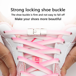 Бесплатные образцы без завязок, эластичные шнурки, плоские шнурки для кроссовок, без завязывания, шнурки с защелкой, металлическая пряжка - Product Image 5