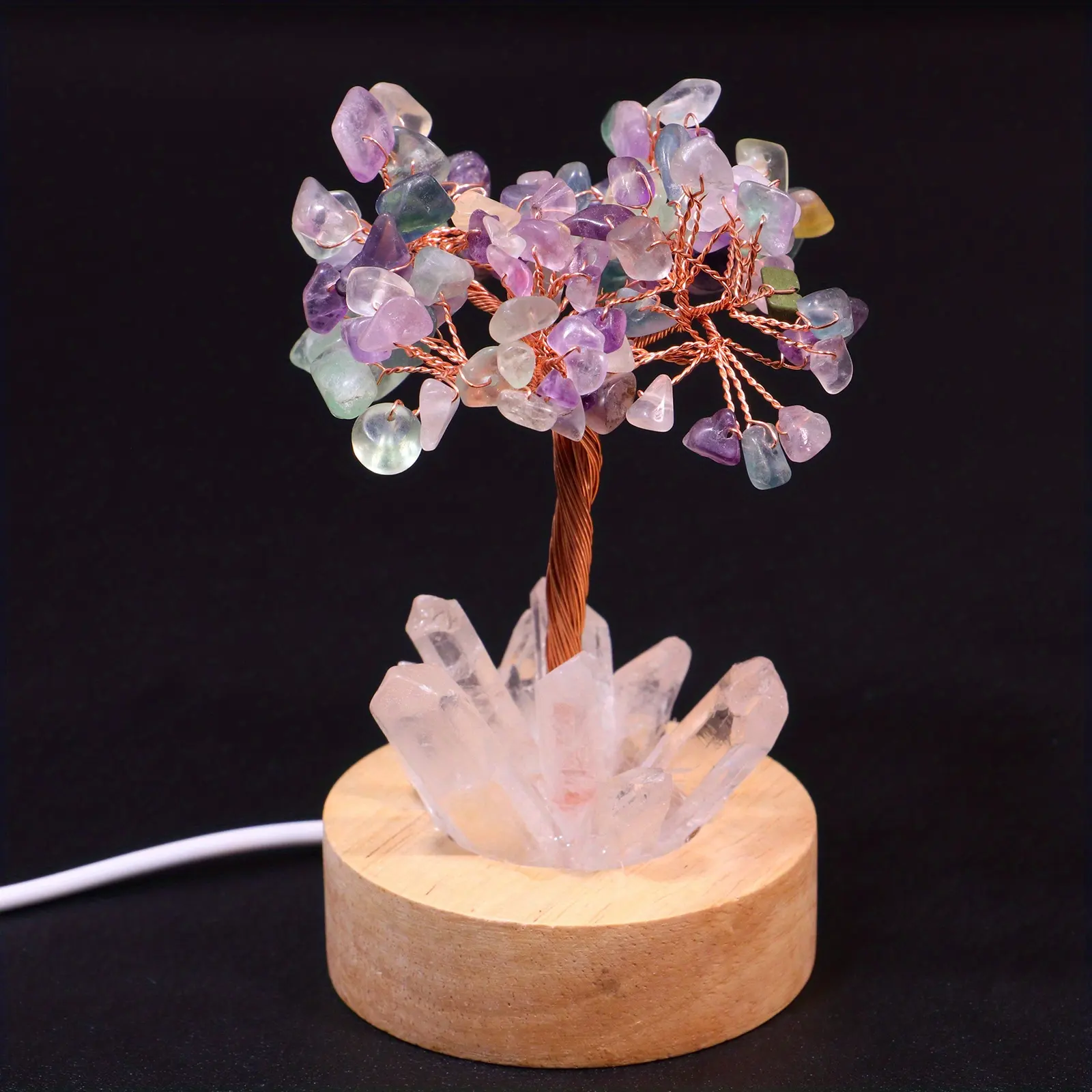 wholesale natural crystal tree lamp healing energy Bedroom bedside quartz crystal lamp night lights