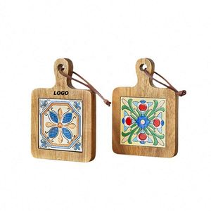 Sous-plats en bois pour plats chauds, résistants à la chaleur, pour casseroles et verres, décoration de cuisine rustique style ferme - Product Image 1