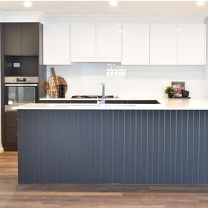 <strong>Euro</strong> Frameless White Modern Design PET Cover Kitchen Cabinets Complete Sets for Building Projects - Product Image 1