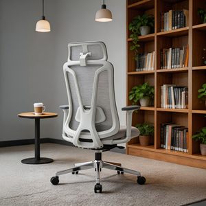 Silla de Oficina de Respaldo Alto a Precio Económico, Silla Gris de Malla en Oferta para Oficina de Estilo Moderno - Product Image 5