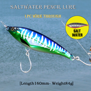 Leurre de pêche en eau salée en forme de <span class=keywords><strong>poisson</strong></span>, type crayon, 160mm 84g, coulant lentement, pour pêche en haute mer, 1 pièce, avec fil traversant - Product Image 2