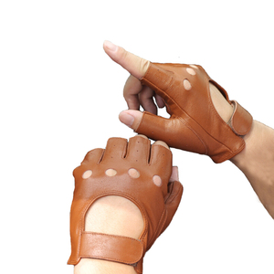 Guantes de cuero para ciclismo, de medio dedo, personalizados, venta al por mayor - Product Image 2