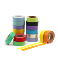 Cinta Adhesiva Decorativa Washi de Colores Sólidos, 15mm, Kit de Cintas Adhesivas Decorativas con Encaje para Álbumes, Diarios, Envoltura de Regalos