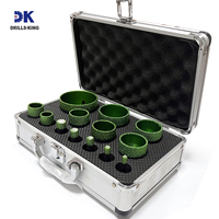 DRILKING Kit d'ouvre-trous diamantés brasés sous vide pour carrelage, porcelaine, granit, céramique, avec tige filetée M14 et tête de perçage brasée