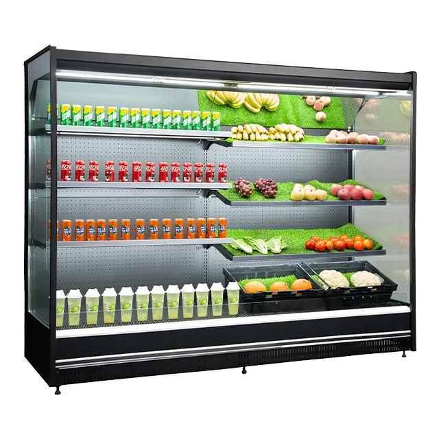 Resfriador aberto de multideck para bebidas, refrigerador de bebidas vertical superfície comercial com exibição de energia