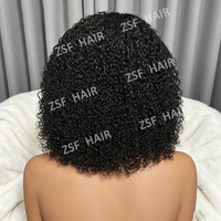 Perruque courte bouclée afro kinky, sans colle, avec fermeture en dentelle, en cheveux humains, pré-épilée, cuticules alignées, cheveux vierges bruts birmans bouclés