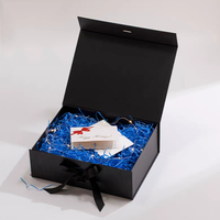 Boîtes cadeaux pliables en carton noir personnalisées, petites, avec fermeture magnétique et couvercles, pour cadeaux