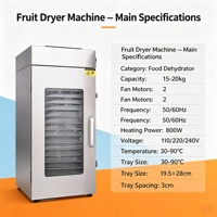 Dehydrator met roestvrijstalen constructie voor commerciële fruitverwerking en commerciële voedselproductie