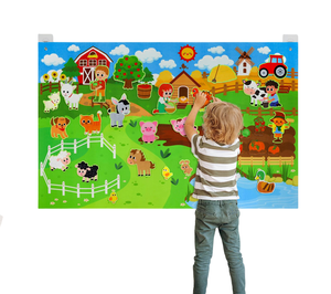 Nouveau design 2026 : Tableau d'activités interactif en feutre sur le thème de la ferme, kit de jeu éducatif pour l'éveil précoce, à suspendre au mur, pour enfants - Product Image 1