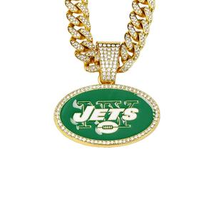 <span class=keywords><strong>Collier</strong></span> Champion personnalisé avec <span class=keywords><strong>pendentif</strong></span> serti de diamants, <span class=keywords><strong>pendentif</strong></span> NFL New York Jets, style punk hip-hop, <span class=keywords><strong>collier</strong></span> chaîne cubaine - Product Image 1