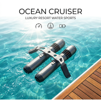 Scooter sous-marin à double moteur prêt à être expédié, propulseur double, gris métallisé, véhicule de propulsion pour yacht, plongée sous-marine, snorkeling