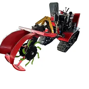 Paddy Fields Mini Crawler Rotary Cultivator Farmland Tiller With Attachments