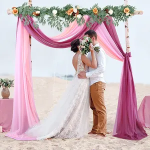 Tela de drapeado de arco de boda, 3 paneles, cortinas de arco de boda blancas para recepción, cortinas de fondo transparentes