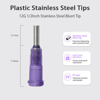 Tip Dispensing Plastik Hub Luer Lock 1/2 Inch Jarum Tumpul Stainless Steel 12 Gauge untuk Perekat Industri