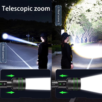 Lampe torche tactique LED laser blanche super lumineuse 1000 lumens rechargeable par USB, haute puissance, 26650, IP65, corps en alliage d'aluminium, camping