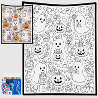 Couverture à colorier DIY Halloween mignonne pour enfants, tapisserie fantôme citrouille à gribouiller avec marqueurs acryliques, décoration de chambre Kawaii effrayante, cadeau de fête