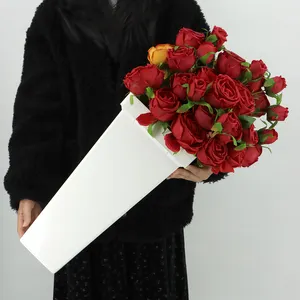 دلو زهور طازجة بلاستيكي توريد المصنع إصيص زهري مستدير/مربع مستدير لوضع الورد في مركز التسوق