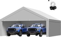 Tente de garage extérieure robuste 20x20 pieds, imperméable, pour 3 voitures, avec structure en acier galvanisé et parois latérales anti-UV incluses