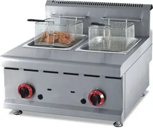 TARZAN acciaio inox 2 bruciatore doppio serbatoio controsoffitto friggitrice a Gas commerciale friggitrice da cucina