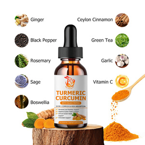 Gouttes liquides de curcuma et de curcumine les plus vendues avec extrait de gingembre biologique et extrait de poivre noir biologique, favorisant la santé cardiovasculaire - Product Image 2