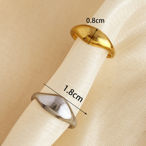 Anillos abiertos lisos simples de acero inoxidable para mujeres y hombres, anillo de cola ajustable a la moda de oro de 18 quilates, joyería de Fiesta (RG306) - Product Image 3