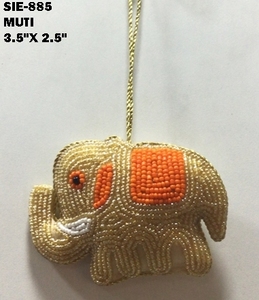 Adorno navideño de elefante hecho a mano con cuentas y bordados, a menudo utilizado como decoración festiva para el hogar, colgante, precio al por mayor. - Product Image 6