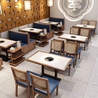 Meubles de salle à manger ronds de luxe pour restaurants table de café et ensemble de chaises en cuir canapé de cabine en bois et en métal pour restaurant
