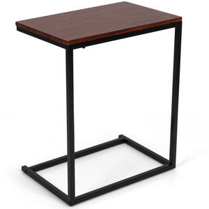 Mesa auxiliar para sofá, madera marrón oscuro, rectangular, diseño minimalista moderno, muebles de oficina independientes - Product Image 5