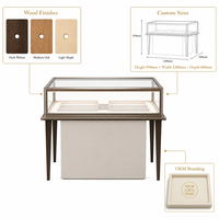 Vitrine autoportante en fer pour bijoux avec éclairage LED, en verre et bois écologiques, idéale pour les magasins de détail et centres commerciaux