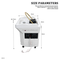 Bac à shampoing mobile en céramique moderne pour salon de coiffure, avec réservoir d'eau de 60 L, blanc, portable, pour utilisation dans la salle de bain