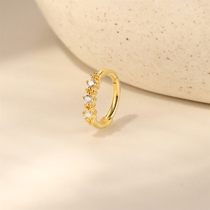 Pendiente de Aro Minimalista de Plata de Ley 925 con Circonita, Diseño de Estrella de Tres Puntas, Ocho Puntas, Flor de Cuatro Pétalos, para Cartílago - Product Image 2