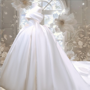 <span class=keywords><strong>Robe</strong></span> <span class=keywords><strong>de</strong></span> <span class=keywords><strong>mariée</strong></span> en satin ivoire 2025, <span class=keywords><strong>robe</strong></span> <span class=keywords><strong>de</strong></span> bal élégante, traîne chapelle, longueur au sol, décolleté cœur, fleurs manuelles, dentelle perlée - Product Image 2