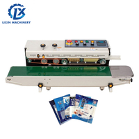 FRD1000 Desktop otomatis Band terus menerus roda tinta plastik tas PVC pemanasan mesin penyegel tanggal Coding Sealer