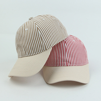 Topi Kasual Harian Olahraga Unisex Logo Kustom 6 Panel Topi Baseball Bergaris Katun Tanpa Struktur Topi Outdoor