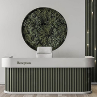 Petit comptoir d'accueil LED blanc en marbre et verre trempé pour parfumeries et centres commerciaux - Design simple pour caisse