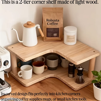 Étagère d'organisation en bois à plusieurs niveaux - Étagère à épices d'angle pour comptoir de cuisine à 2/3 niveaux, support de rangement en bois pour épices, étagère d'angle en bois