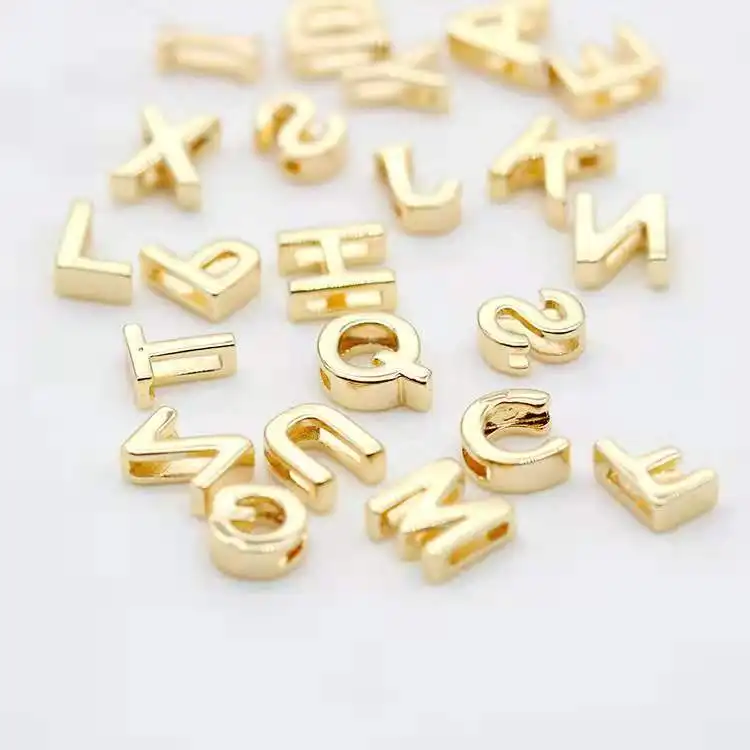DIY Brass Gold Alphabet Letter for Name Bracelet Beaded Capital Complete Alphabet DIY Bracelet Charms