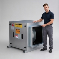 Ventilateur centrifuge de type armoire, silencieux, résistant aux hautes températures, pour l'extraction des fumées d'huile, ventilateur d'extraction incendie HTFC 380V galvanisé